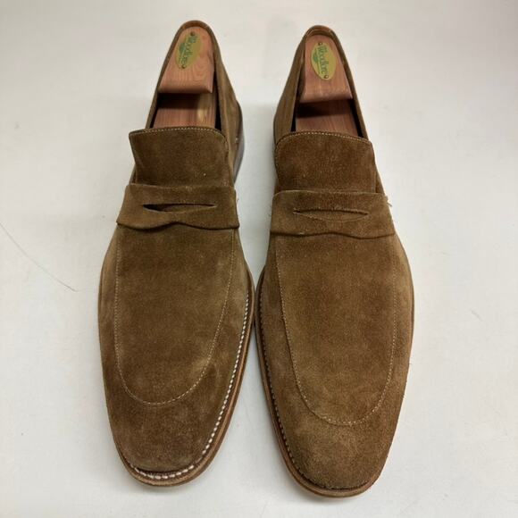 EXCELLENT Grenson Men's Floyd Suede Penny Loafers Snuff Brown US 11 / UK 10 - Picture 2 of 13